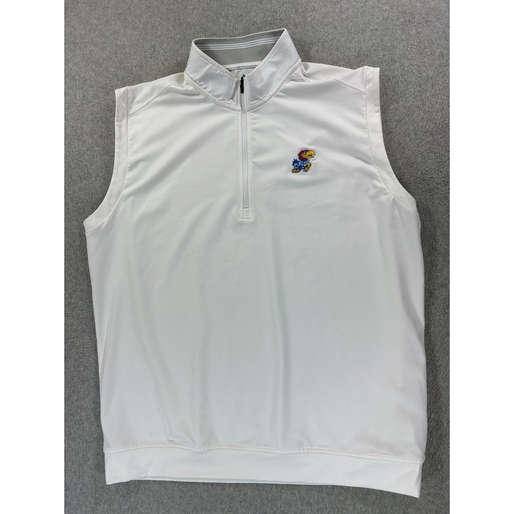 Kansas Jayhawks Adidas Stitched Logo Campus Pullover Vest (Men's XL) White